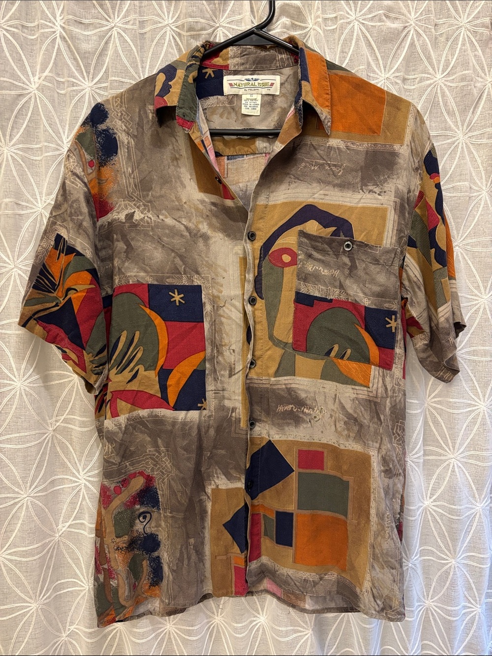 Vintage Men’s Casual Patchwork Button-Down Shirt in Multicolor by Natural Issue